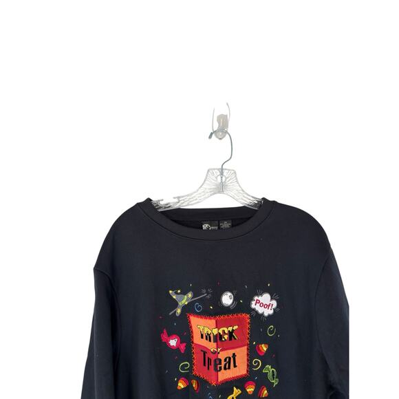 Holiday Editions Trick or Treat Women's Sweatshirt Black Fall Candy Corn Size 2X - Picture 4 of 11